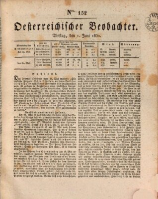 Der Oesterreichische Beobachter Dienstag 1. Juni 1830