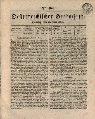 Der Oesterreichische Beobachter Sonntag 13. Juni 1830