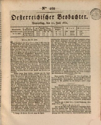 Der Oesterreichische Beobachter Donnerstag 17. Juni 1830