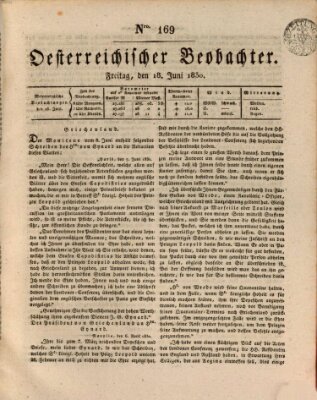 Der Oesterreichische Beobachter Freitag 18. Juni 1830