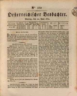 Der Oesterreichische Beobachter Montag 21. Juni 1830