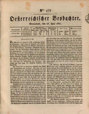 Der Oesterreichische Beobachter Samstag 26. Juni 1830