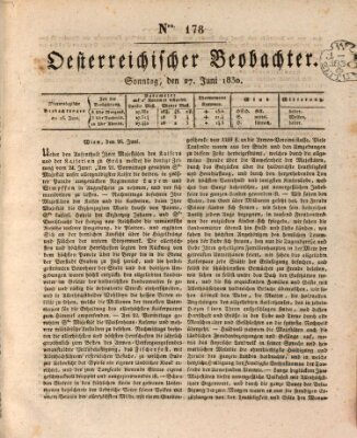 Der Oesterreichische Beobachter Sonntag 27. Juni 1830