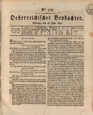 Der Oesterreichische Beobachter Montag 28. Juni 1830