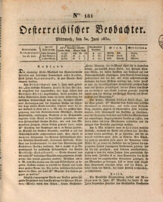 Der Oesterreichische Beobachter Mittwoch 30. Juni 1830