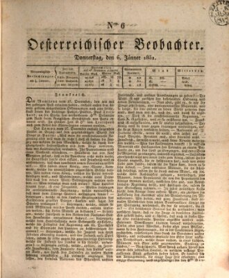 Der Oesterreichische Beobachter Donnerstag 6. Januar 1831