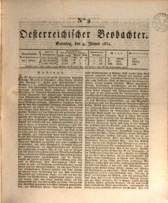 Der Oesterreichische Beobachter Sonntag 9. Januar 1831