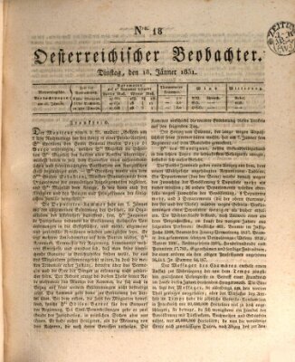 Der Oesterreichische Beobachter Dienstag 18. Januar 1831