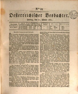 Der Oesterreichische Beobachter Freitag 21. Januar 1831