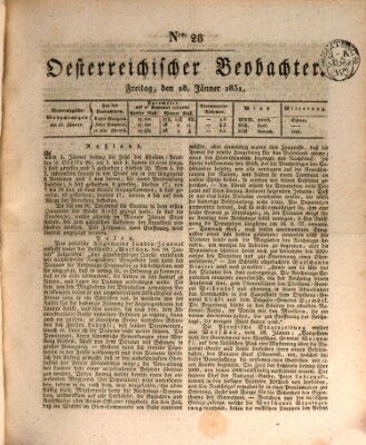 Der Oesterreichische Beobachter Freitag 28. Januar 1831