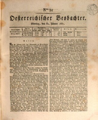 Der Oesterreichische Beobachter Montag 31. Januar 1831