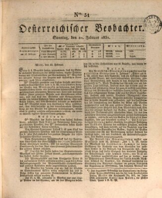 Der Oesterreichische Beobachter Sonntag 20. Februar 1831