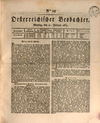 Der Oesterreichische Beobachter Montag 21. Februar 1831