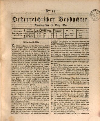 Der Oesterreichische Beobachter Sonntag 13. März 1831