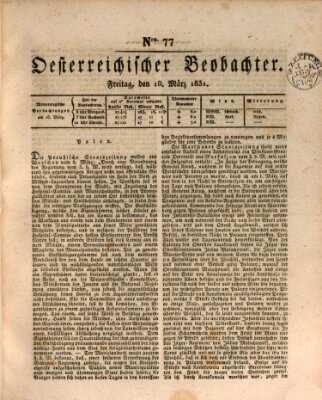 Der Oesterreichische Beobachter Freitag 18. März 1831