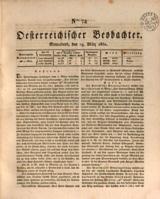 Der Oesterreichische Beobachter Samstag 19. März 1831