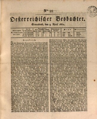 Der Oesterreichische Beobachter Samstag 9. April 1831