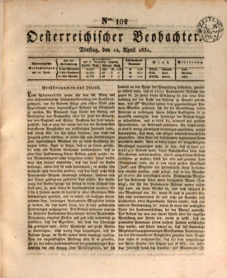 Der Oesterreichische Beobachter Dienstag 12. April 1831