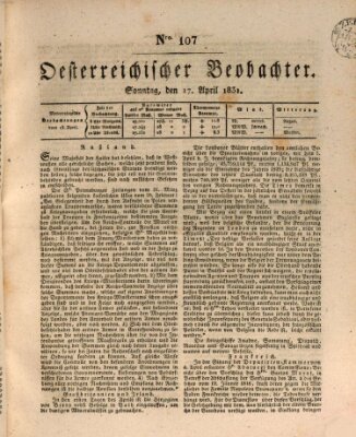 Der Oesterreichische Beobachter Sonntag 17. April 1831