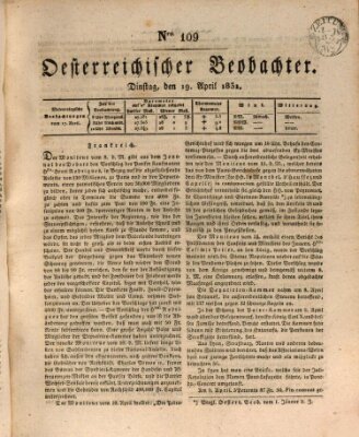 Der Oesterreichische Beobachter Dienstag 19. April 1831