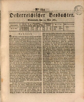 Der Oesterreichische Beobachter Samstag 14. Mai 1831