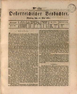 Der Oesterreichische Beobachter Montag 16. Mai 1831