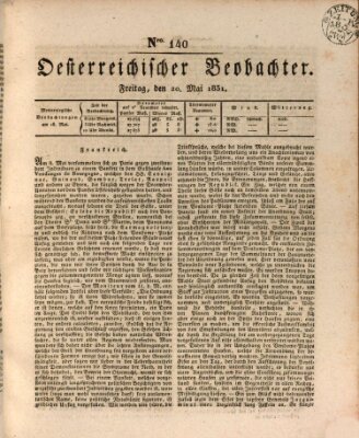 Der Oesterreichische Beobachter Freitag 20. Mai 1831