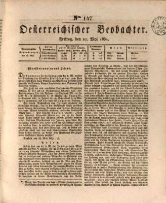 Der Oesterreichische Beobachter Freitag 27. Mai 1831