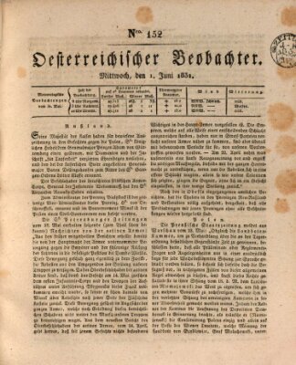 Der Oesterreichische Beobachter Mittwoch 1. Juni 1831