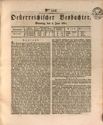 Der Oesterreichische Beobachter Sonntag 5. Juni 1831