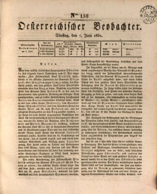 Der Oesterreichische Beobachter Dienstag 7. Juni 1831