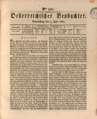 Der Oesterreichische Beobachter Donnerstag 9. Juni 1831