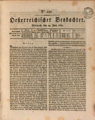 Der Oesterreichische Beobachter Mittwoch 29. Juni 1831