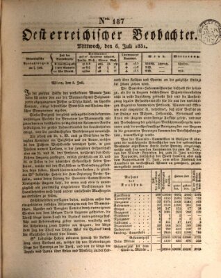 Der Oesterreichische Beobachter Mittwoch 6. Juli 1831