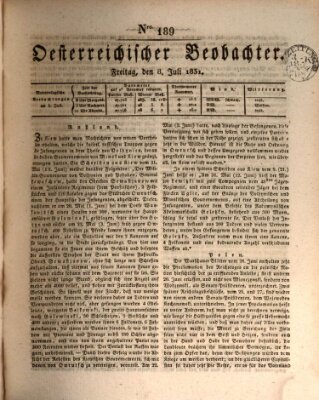 Der Oesterreichische Beobachter Freitag 8. Juli 1831
