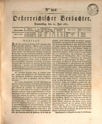 Der Oesterreichische Beobachter Donnerstag 21. Juli 1831