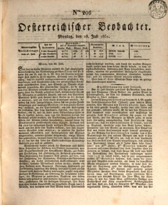 Der Oesterreichische Beobachter Montag 25. Juli 1831