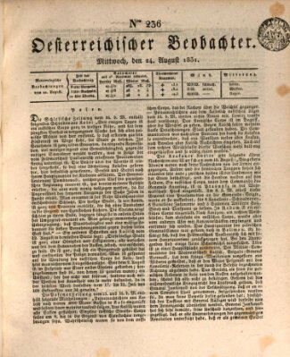 Der Oesterreichische Beobachter Mittwoch 24. August 1831