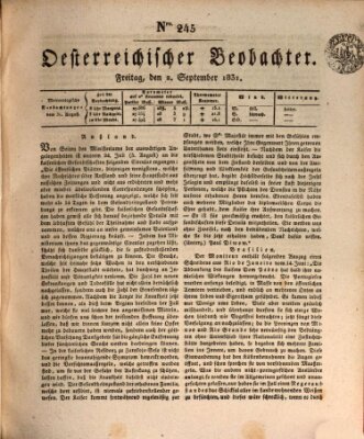 Der Oesterreichische Beobachter Freitag 2. September 1831