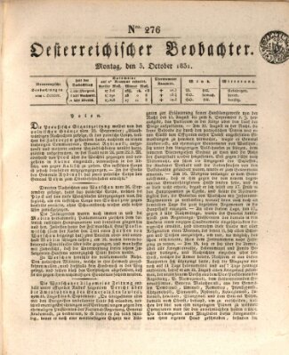 Der Oesterreichische Beobachter Montag 3. Oktober 1831