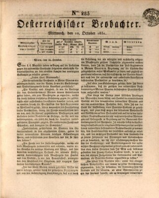 Der Oesterreichische Beobachter Mittwoch 12. Oktober 1831