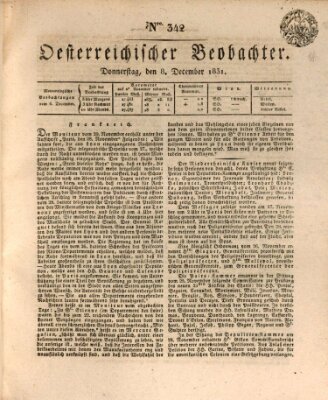 Der Oesterreichische Beobachter Samstag 8. Oktober 1831