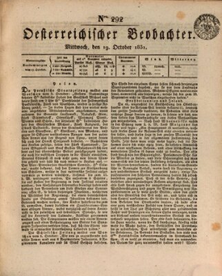 Der Oesterreichische Beobachter Mittwoch 19. Oktober 1831