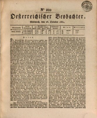 Der Oesterreichische Beobachter Mittwoch 26. Oktober 1831