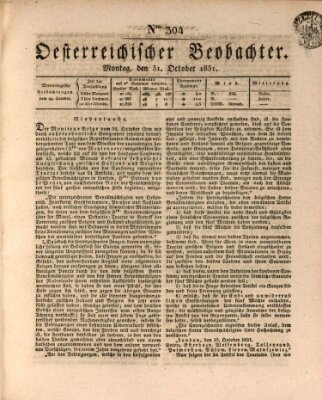 Der Oesterreichische Beobachter Montag 31. Oktober 1831