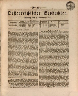 Der Oesterreichische Beobachter Montag 7. November 1831