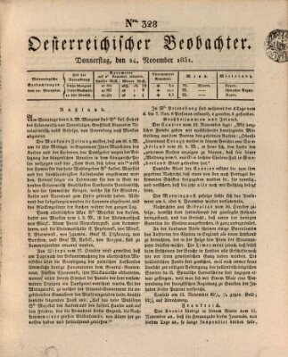 Der Oesterreichische Beobachter Donnerstag 24. November 1831