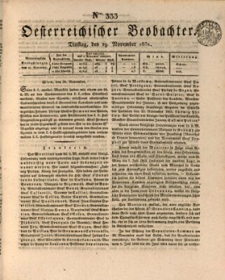 Der Oesterreichische Beobachter Dienstag 29. November 1831