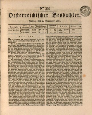 Der Oesterreichische Beobachter Freitag 2. Dezember 1831