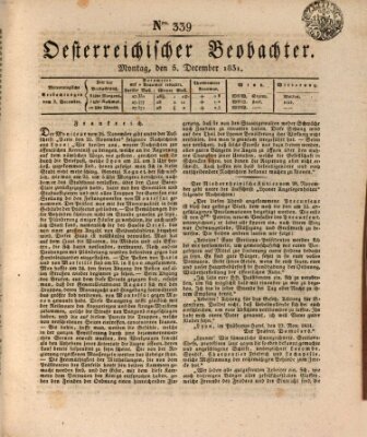 Der Oesterreichische Beobachter Montag 5. Dezember 1831